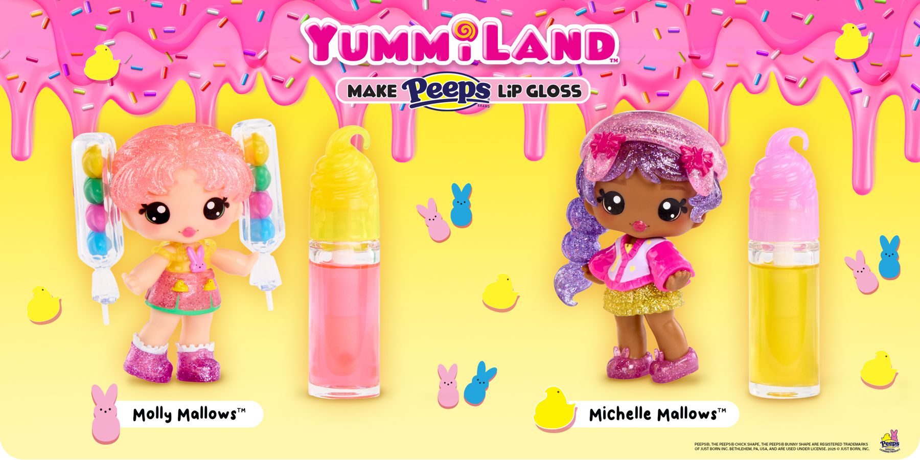 Yummiland PEEPS lip gloss dolls with their DIY gloss tubes